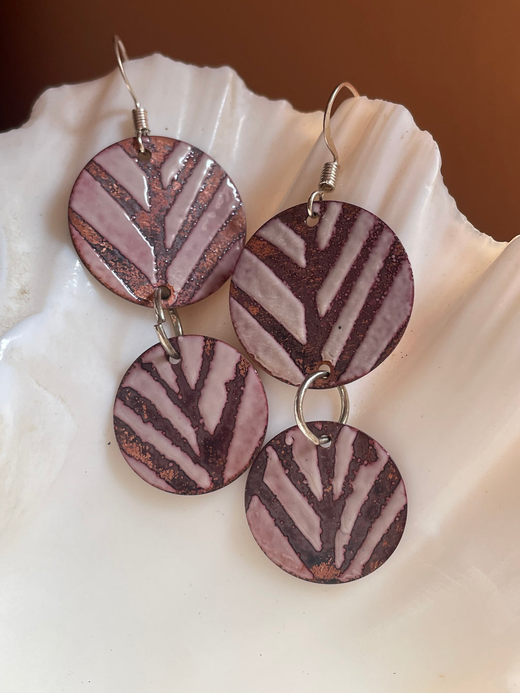 Earth Tone Copper with Enamel Dangle Earrings