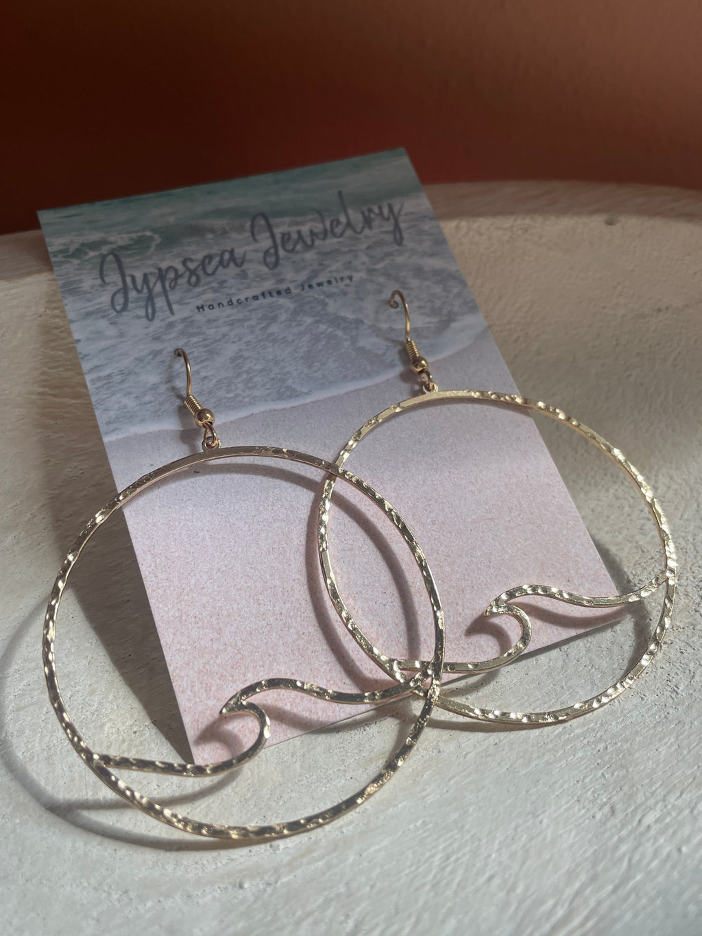 Hammered Brass Wave Earrings