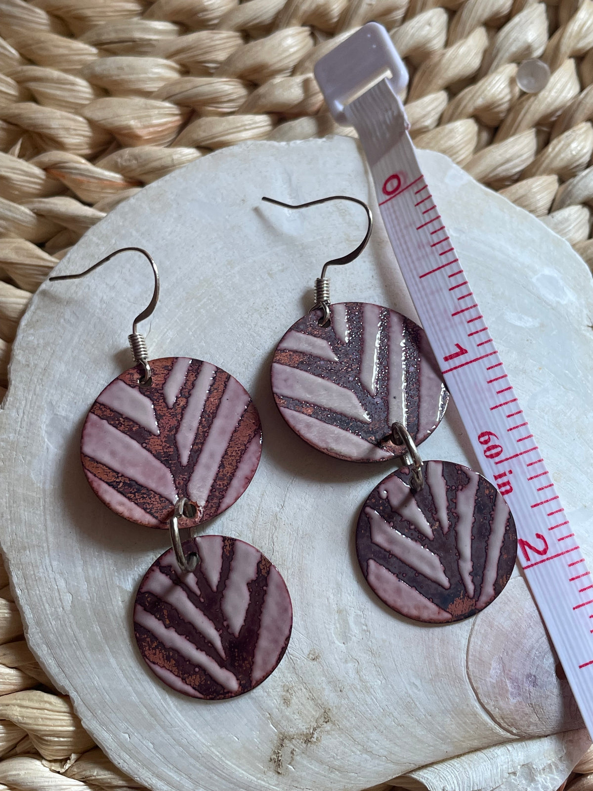 Earth Tone Copper with Enamel Dangle Earrings
