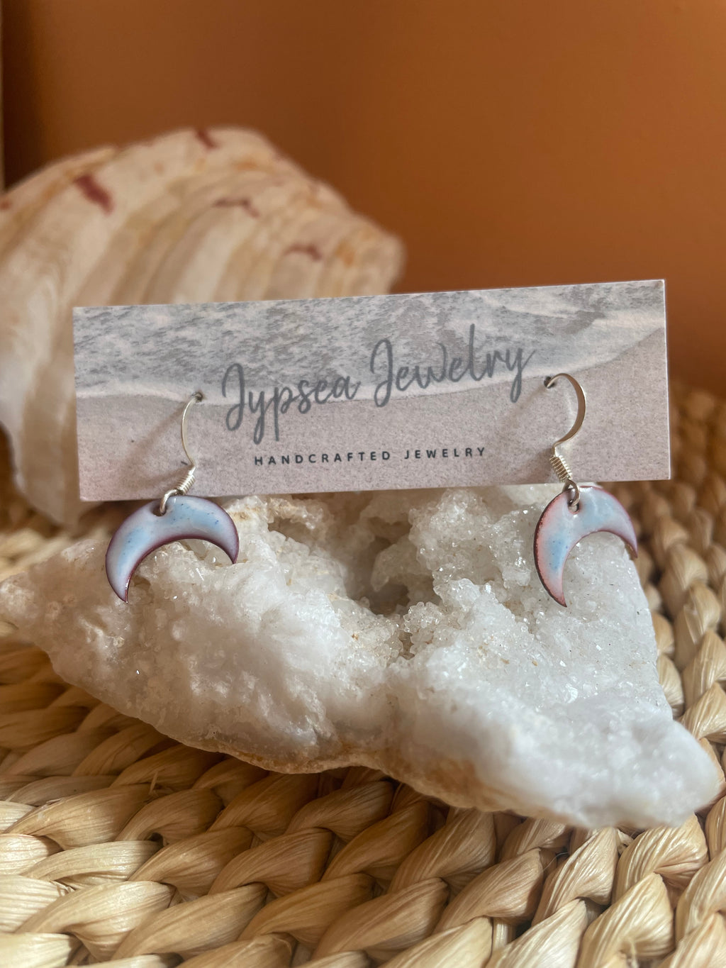 Crescent Moon Enamel Dangle Earrings
