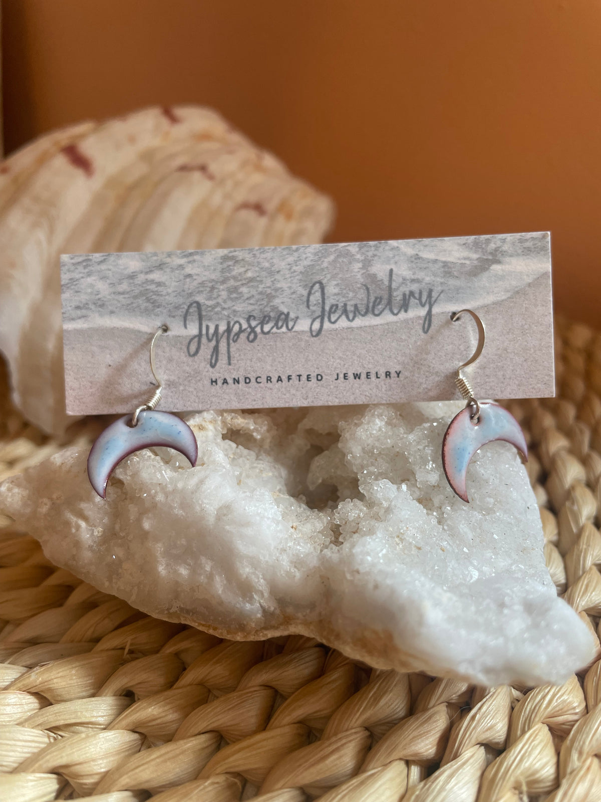 Crescent Moon Enamel Dangle Earrings