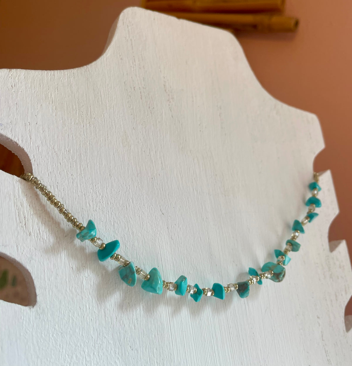 Beaded Turquoise Choker Necklace