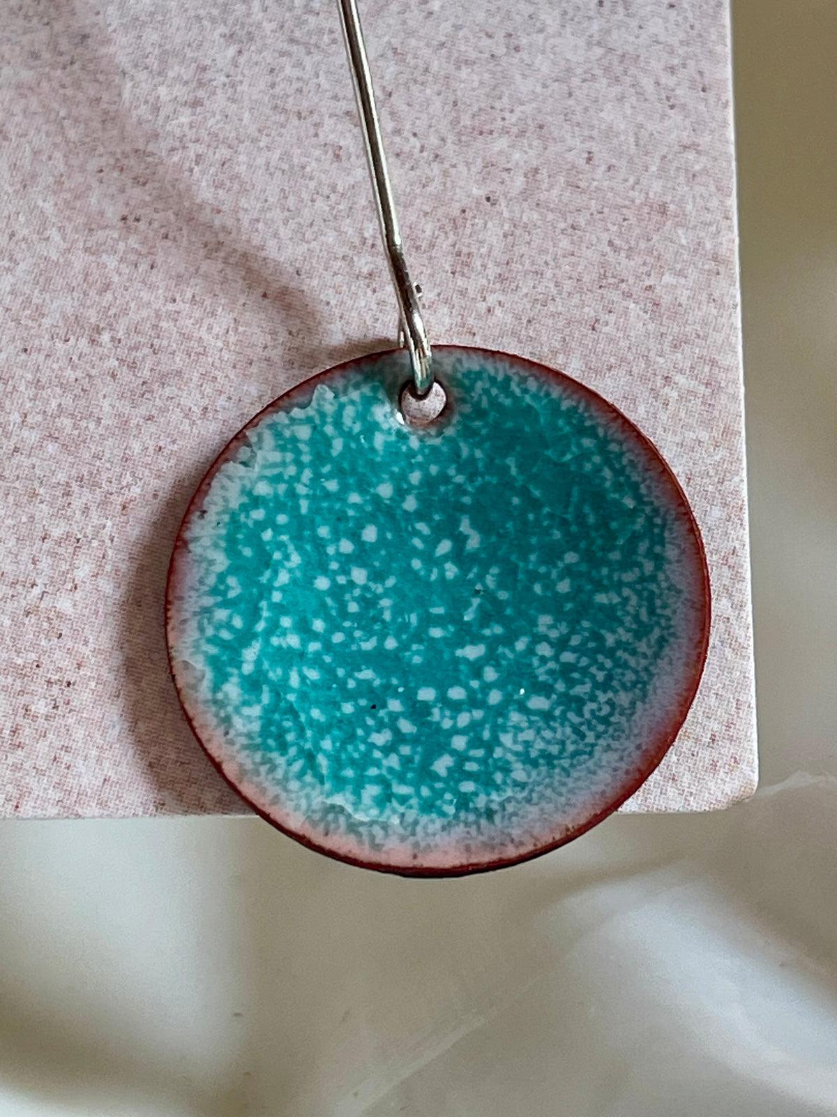 Copper with Torch Fired Enamel Disc Earrings