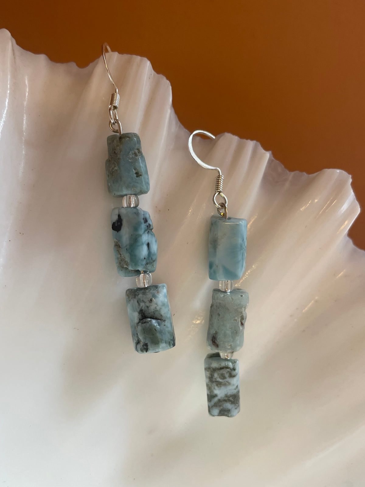 Raw Larimar Dangle Earrings