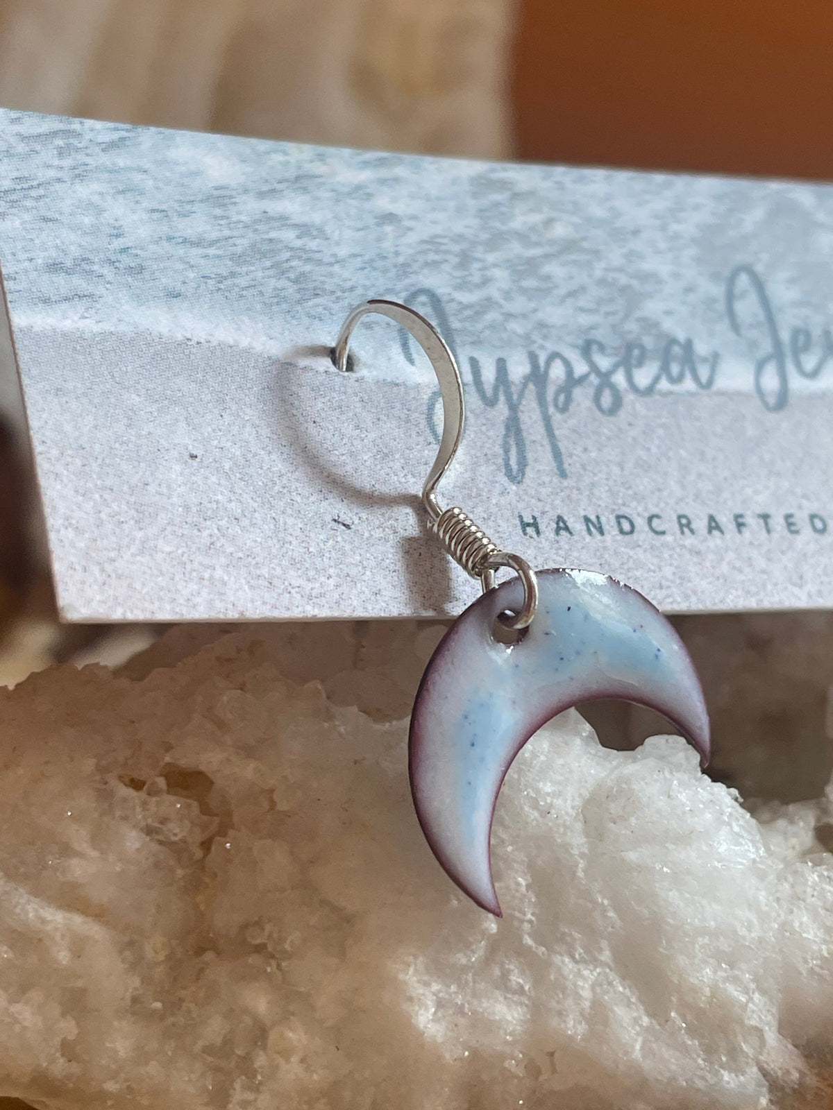 Crescent Moon Enamel Dangle Earrings