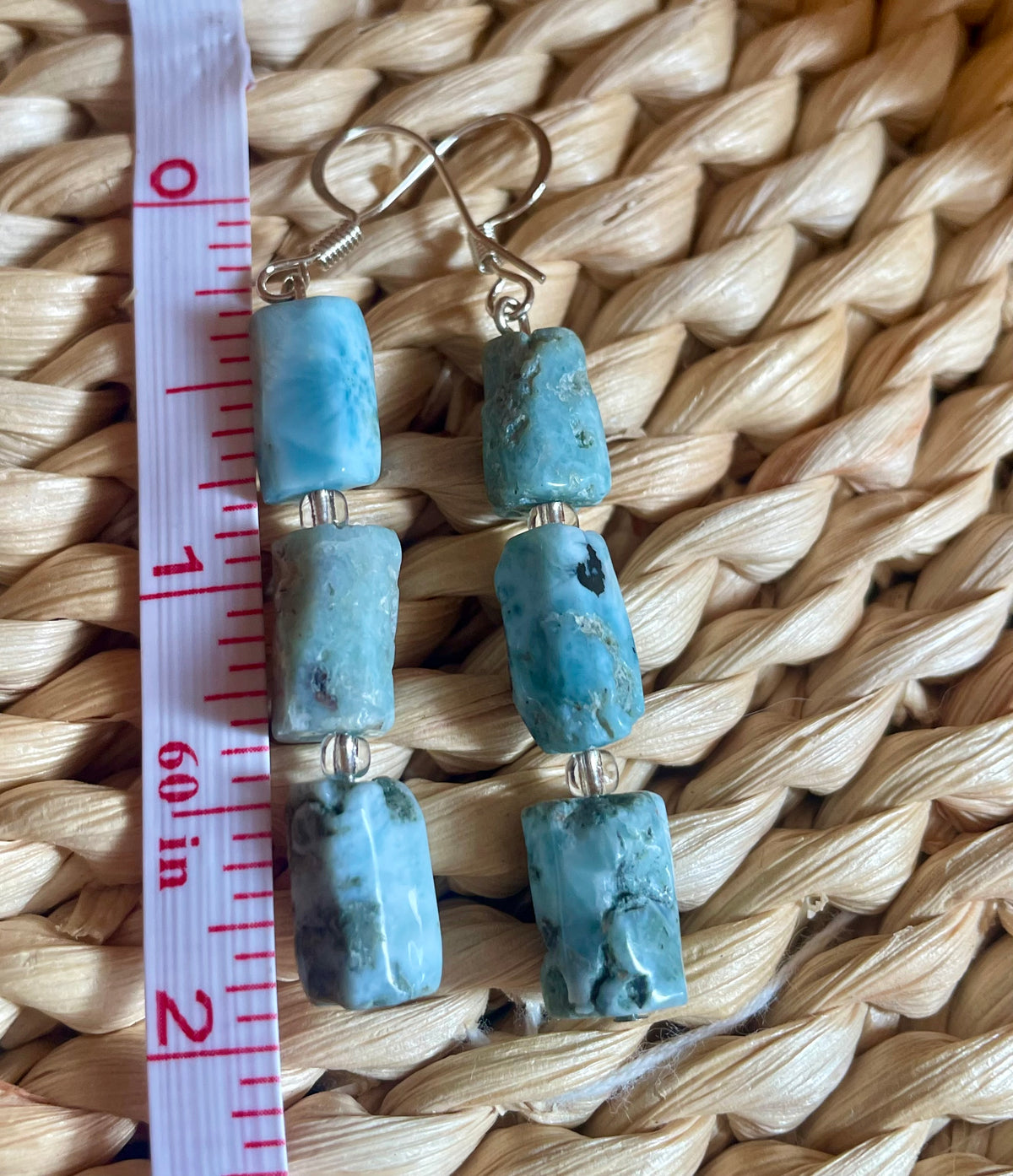 Raw Larimar Dangle Earrings