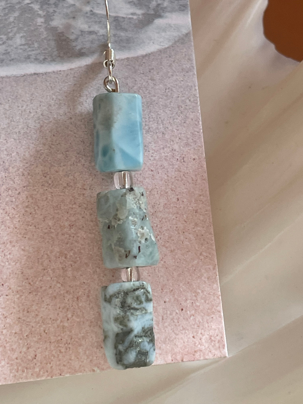 Raw Larimar Dangle Earrings