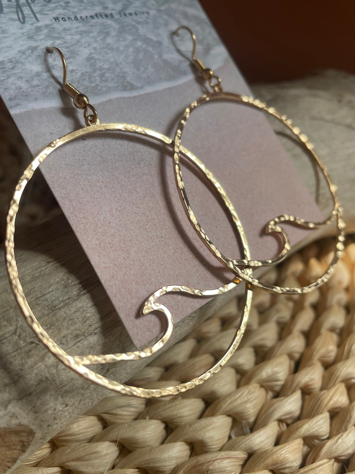 Hammered Brass Wave Earrings