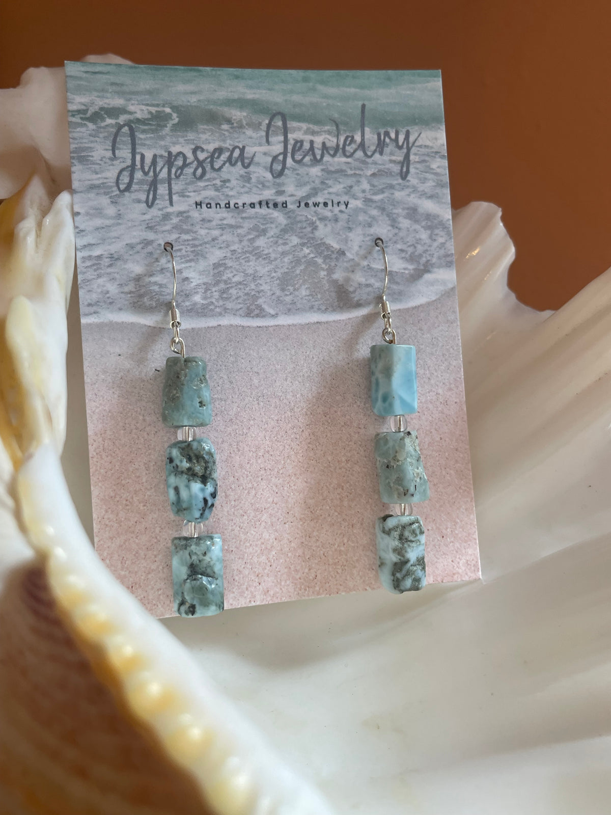 Raw Larimar Dangle Earrings