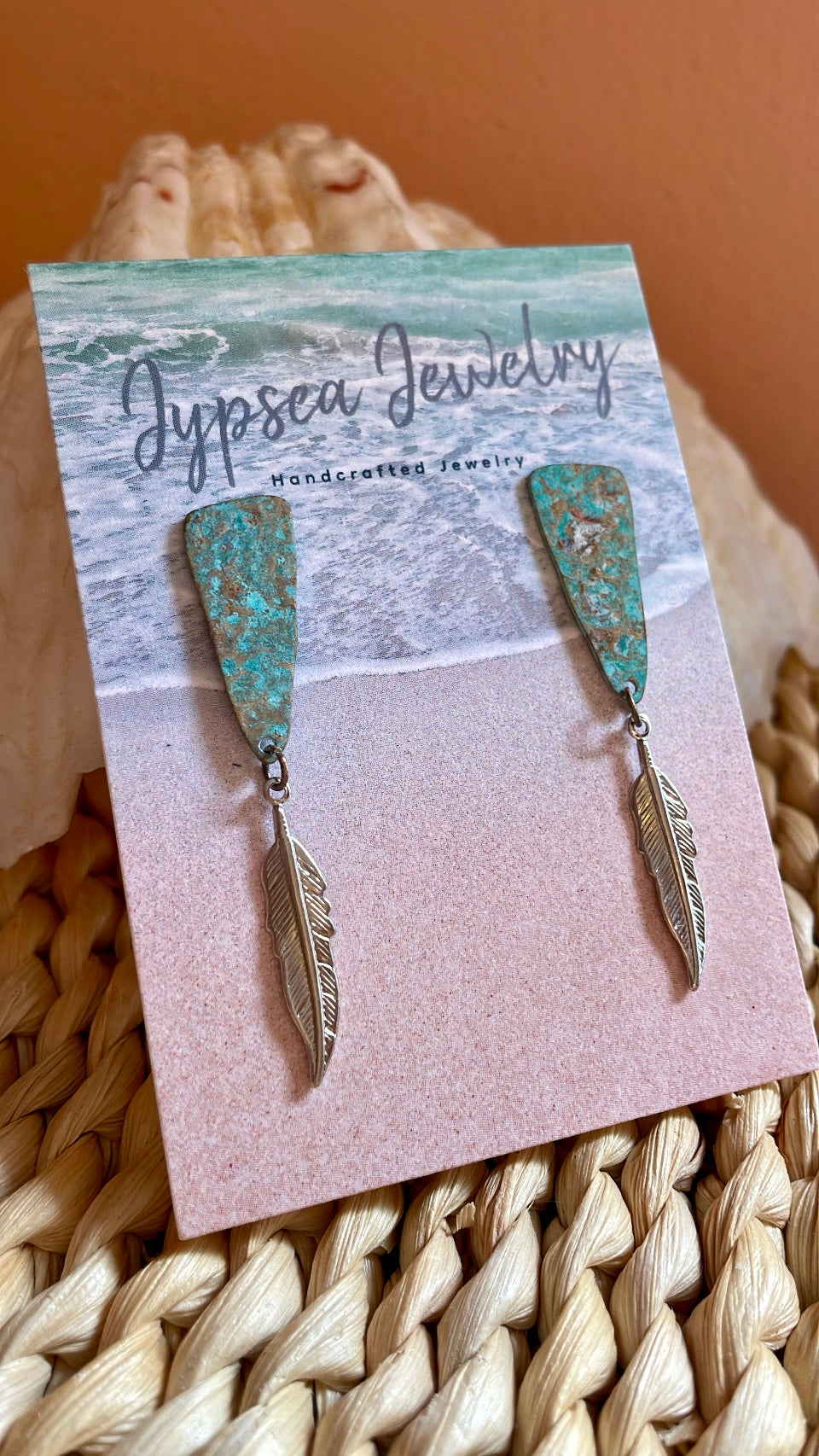 Brass with Patina Feather Earrings