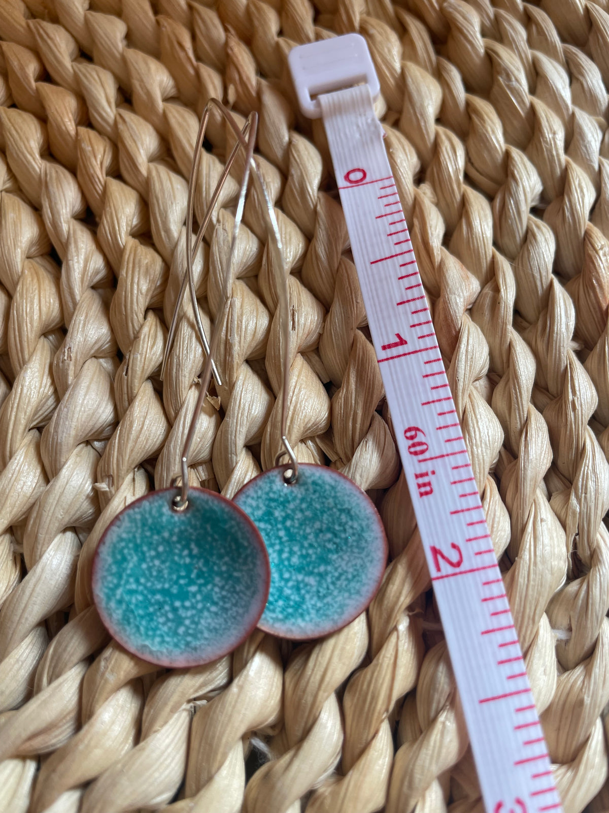 Copper with Torch Fired Enamel Disc Earrings